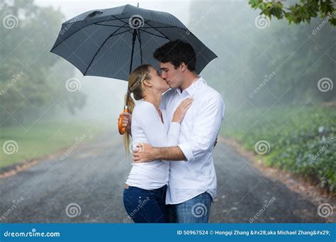 Couple Kissing Umbrella Stock Photo Image Of Male Husband 50967524