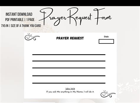 Prayer Request Forms Templates