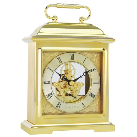 Gold Finish Battery Mantle Clock & Skeleton Movement, Living Room 04106