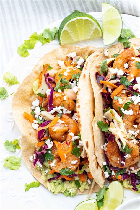 Spicy Shrimp Tacos With Cilantro Lime Slaw Haute Healthy Living