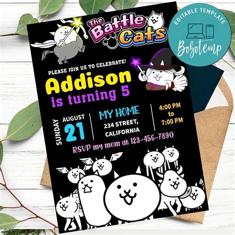 The Battle Cats Invitation Customizable Template Diy Createpartylabels