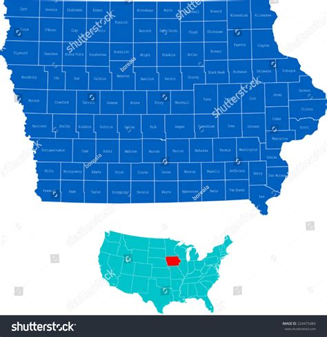 1,583 Iowa map counties Images, Stock Photos & Vectors | Shutterstock