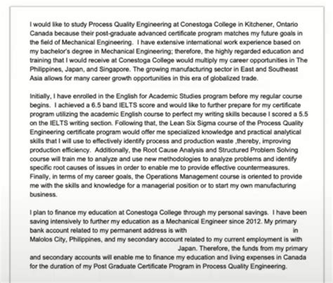 Sample Of Letter Of Explanation For Canada Study Permit In Study