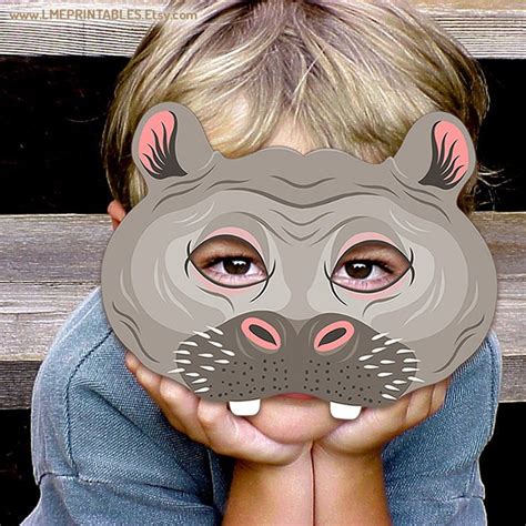 Hippo Printable Mask Hippopotamus Halloween Costume Pool Party Etsy