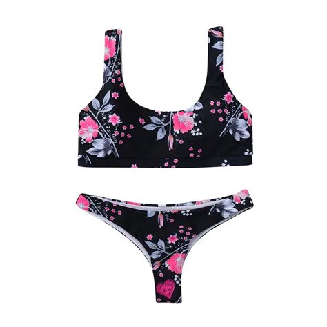 KLV Casual Bikini Set Of Woman Floral Print Swimming Push Up Padded