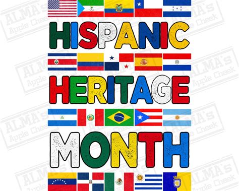 Hispanic Heritage Month Flags Png Sublimation Design Download, Hispanic ...