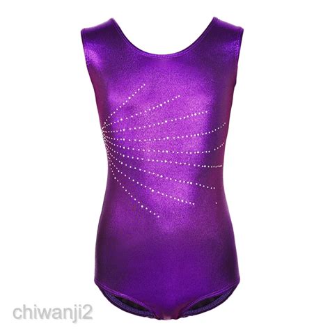 Girls Metallic Sleeveless Leotard Gymnastics Training Ballet Dance