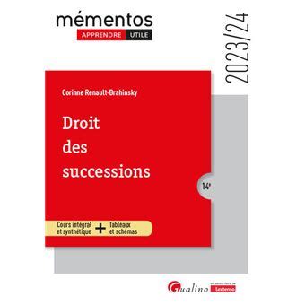 Droit des successions Cours intégral et synthétique Tableaux et