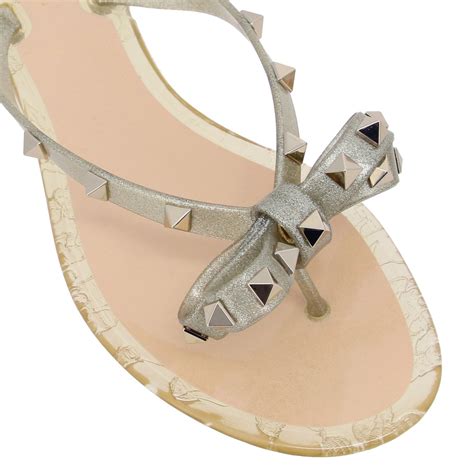 Valentino Garavani Rockstud Flip Flop Sandal With Bow Flat Sandals