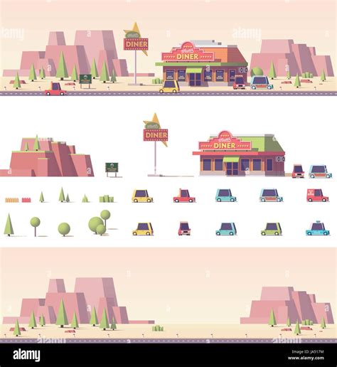 Vector Low Poly 2d Buildings And City Scene Stock Vector Image And Art