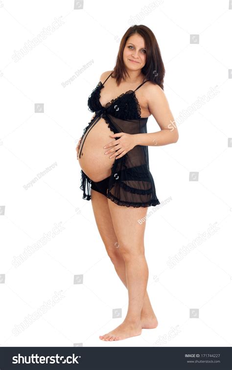 Beautiful Sexy Pregnant Brunette Woman Black Stock Photo 171744227 Shutterstock