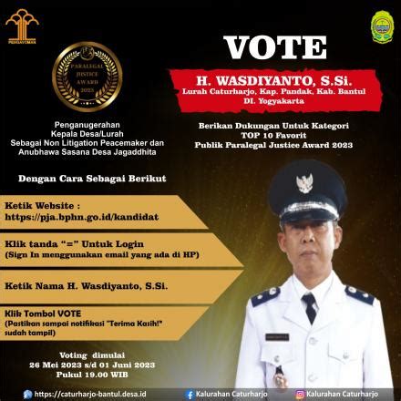 Mohon Doa Dan Dukungan Vote H Wasdiyanto S Si Website Kalurahan