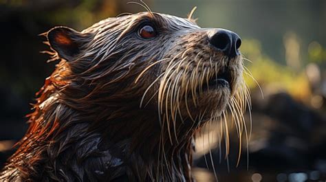 Premium AI Image | Closeup photo of a Beaver looking in their habitat