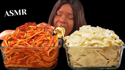 Asmr Tomato Sauce And Alfredo Creamy Spaghetti Mukbang Compilation No