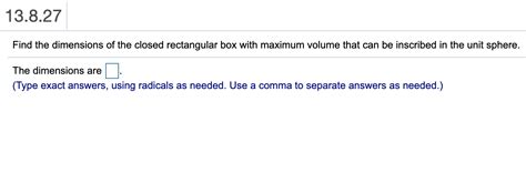 Solved Find The Dimensions Of The Closed Rectangular Chegg