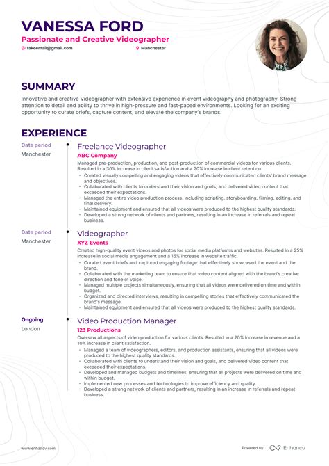 5 Videographer Resume Examples And Guide For 2024