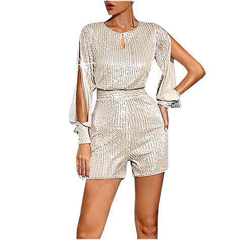 Womens Jumpsuits Plus Size on Clearance Women Glitter Sequins Jumpsuits