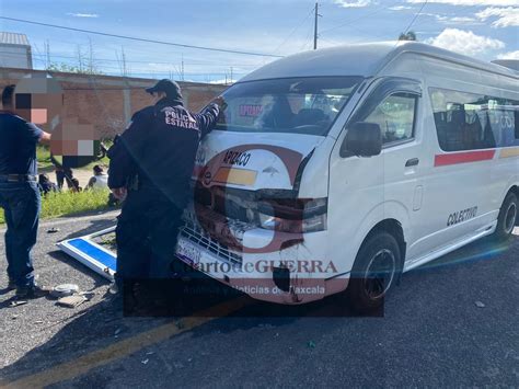 Nueve Lesionados Por Choque Entre Colectiva Y Camioneta En Apizaco