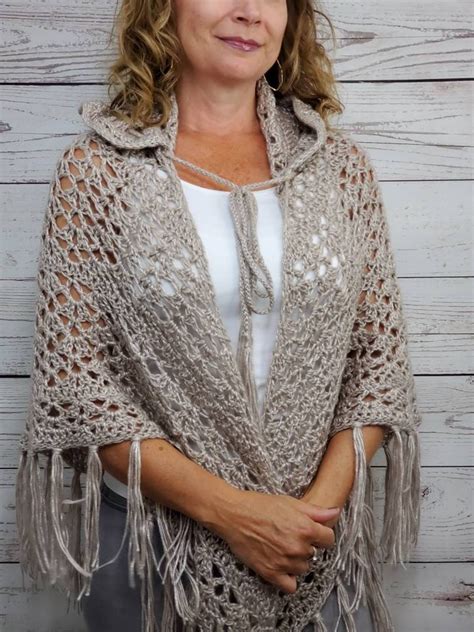 Beige Crochet Cloak With Hood Hooded Festival Poncho Soft Etsy