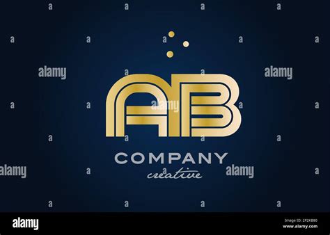 Gold Golden Ab Combination Alphabet Bold Letter Logo With Dots Joined