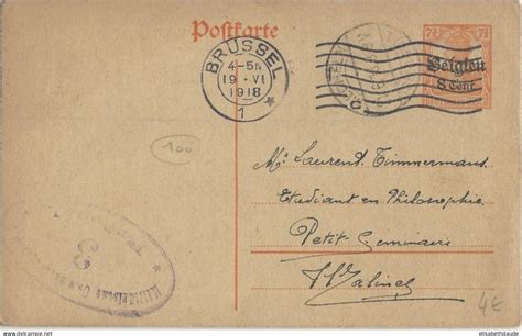 Weltkrieg Belgique Carte Entier Postal Avec Censure