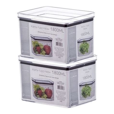 Conjunto 2 Potes Alimento Herméticos Frutas Vegetais 1800ml no Shoptime