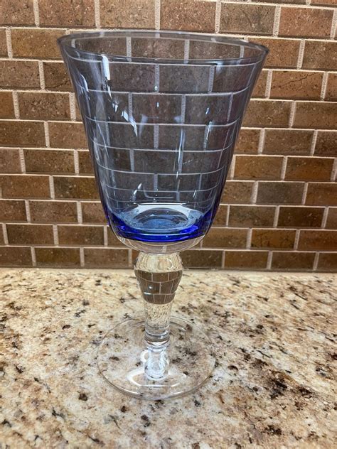 Blue Glass Water Goblets Blue Bowl Iced Tea Glasses Clear Stem And Foot