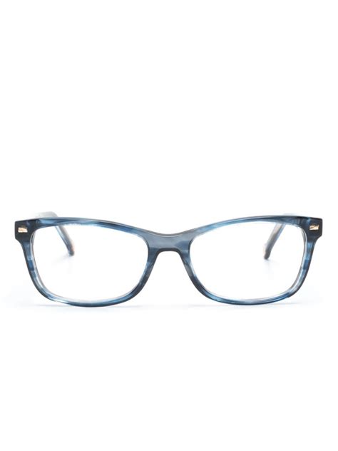 Carolina Herrera Rectangle Frame Clear Lenses Glasses Blue Editorialist