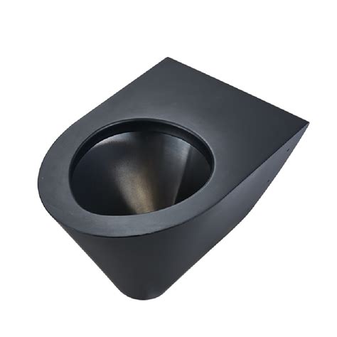 Matte black stainless steel wall-hung toilet bowl | Faneco