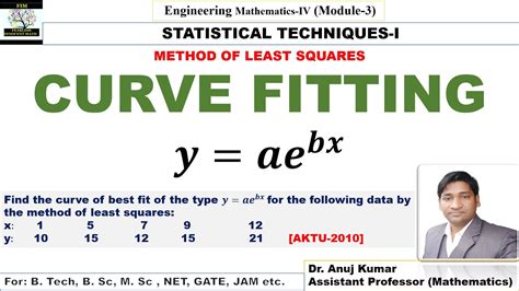 Curve Fitting Y Ae Bx Method Of Least Squares Curve Fitting Of