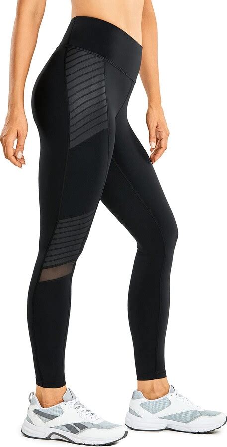 Crz Yoga Womens Naked Feeling Workout Leggings 25 Inches High Waisted Moto Leggings Mesh Yoga