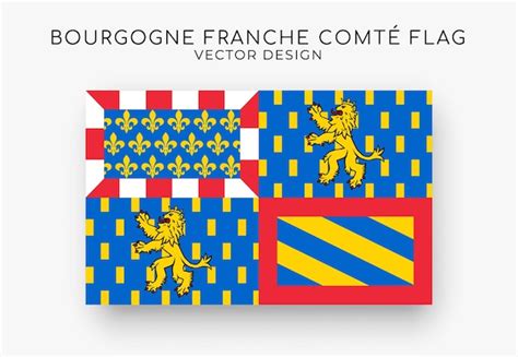 Drapeau Bourgogne Franche Comté Drapeau Détaillé Sur Fond Blanc