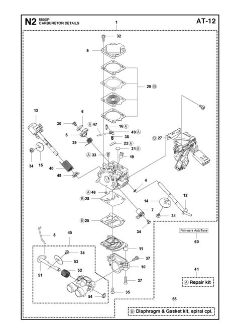 Husqvarna 550 XP XPG Chainsaw CARBURETOR DETAILS Spare Parts Diagram