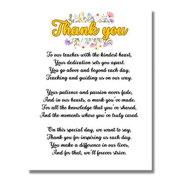 Teacher Appreciation Poems. Creative ways to say thank you to teachers.