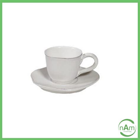 Set Di Tazzine Da Caff Con Piattino In Ceramica Bianca Virginia