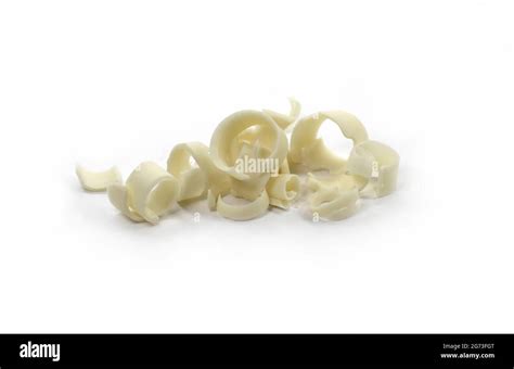 White Chocolate Curls Isolated On White Background Group Of Chocolate