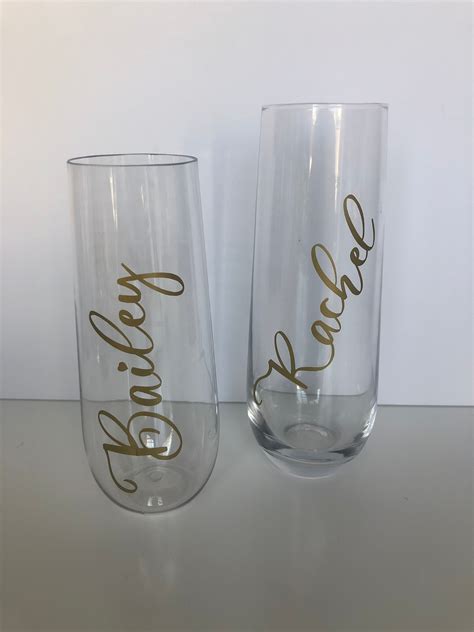 Personalized Stemless Champagne Flutes Etsy