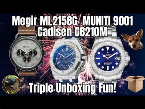 Megir 2158 Muniti 9001 Cadisen C8210 Watch Triple Unboxing Fun YouTube