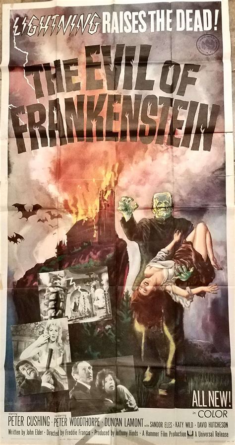 The Evil Of Frankenstein Three Sheet Poster Classic Horror Film Board