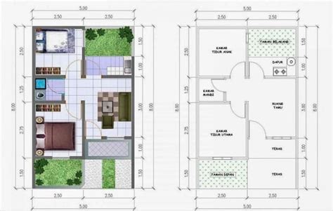 Desain Rumah 5x10 Tanpa Garasi 1 Lantai Kerja Pondasi IMAGESEE