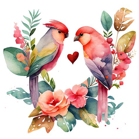 Two Beautiful Birds In Love Watercolor Clipart For Valentines Day Love Clipart Watercolor