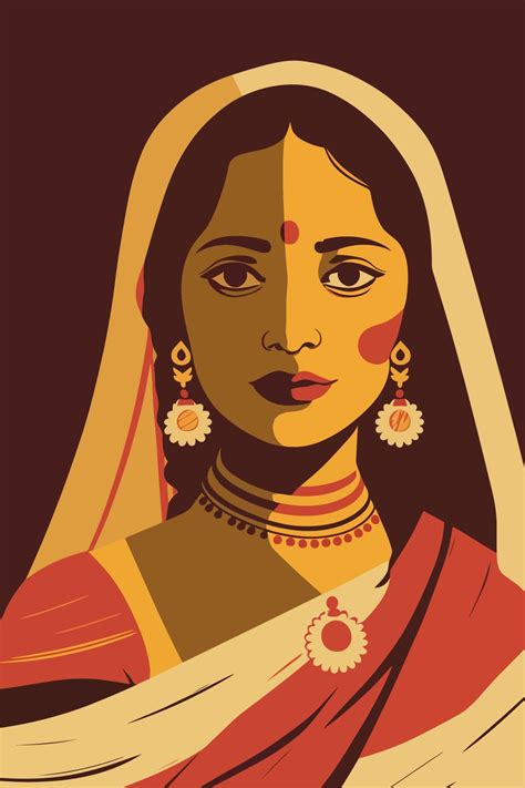 Indian Woman In Traditional Dress Vector Illustration Of A Beautiful