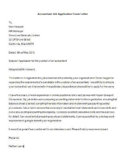 Job Application Letter For Accountant Examples Format How To