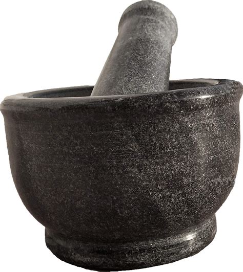 SAMEER SALES Black Marble Mortar Pestle Set Khara Khalbatta Imam