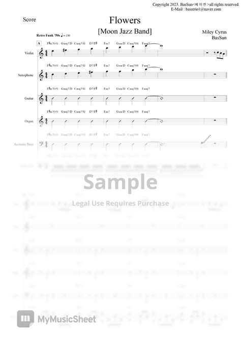 Miley Cyrus Flowers Jazz Band Full Score Part Score Sheets By