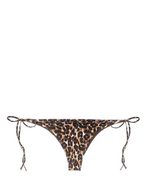 Mc Saint Barth Leopard Print Bikini Bottoms Brown Editorialist