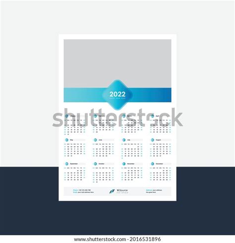 Wall Calendar 2022 Template Design Stock Vector (Royalty Free ...