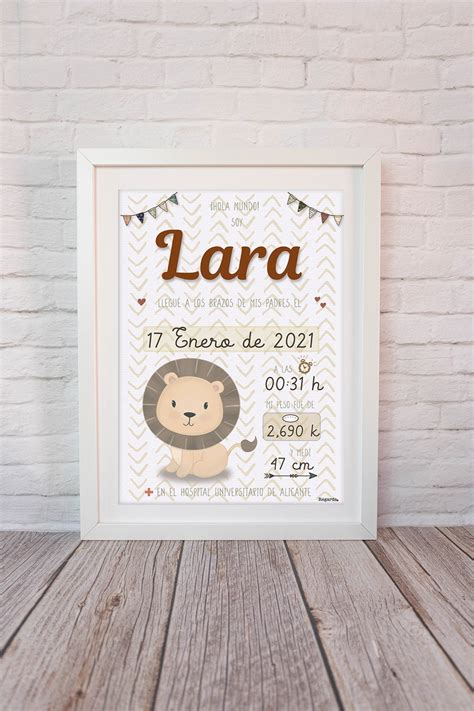 Lámina natalicia personalizada bebé nacimiento recién nacido Etsy España