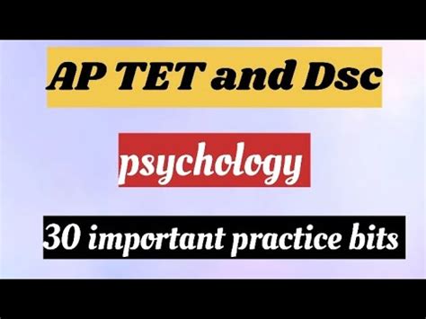 AP TET DSC 2024 Psychology Important Bits In English Medium AP TET DSC