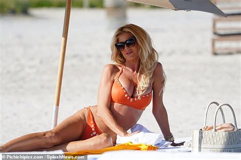 Victoria Silvstedt Puts On A Sizzling Display In Busty Orange Bikini Daily Mail Online